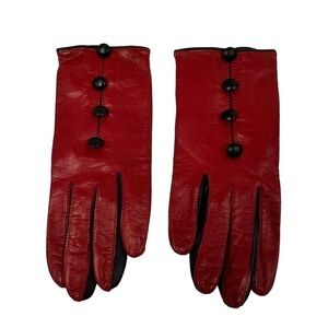 G. Marino Vintage Red Italian Leather Classic Gloves, size 6.5